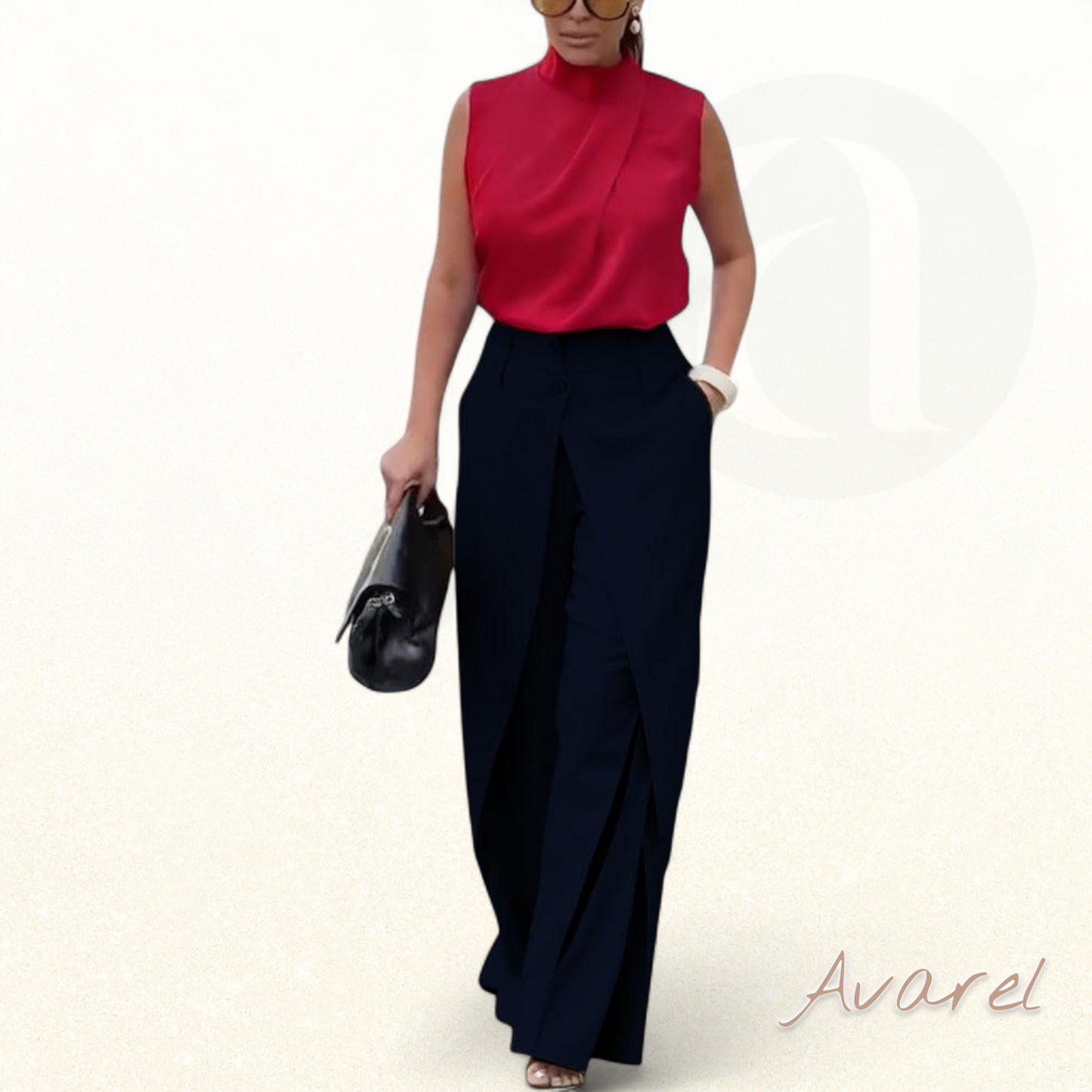 Asymmetrisch geschichtete Hose mit weitem Bein für modische Bequemlichkeit