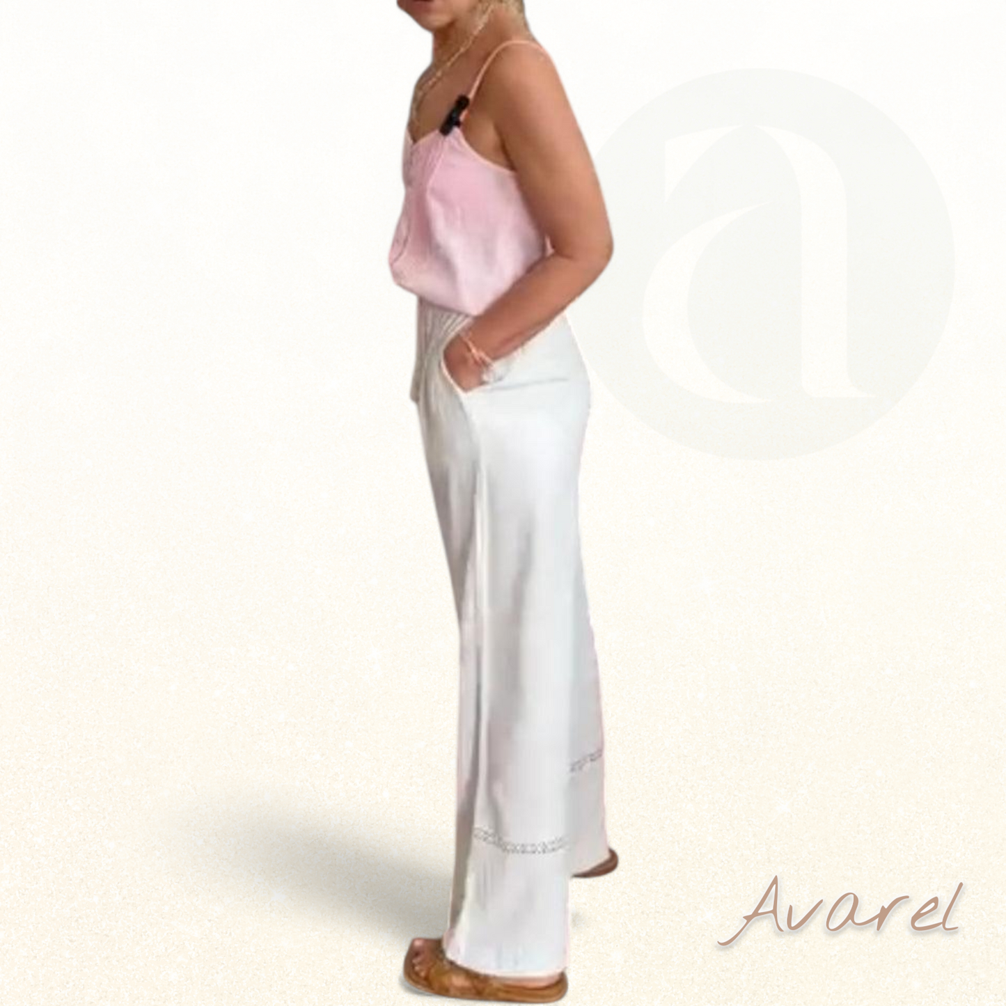 Bequemi Einfarbigi Hose mit Wiit Beini und Praktischä Tasche