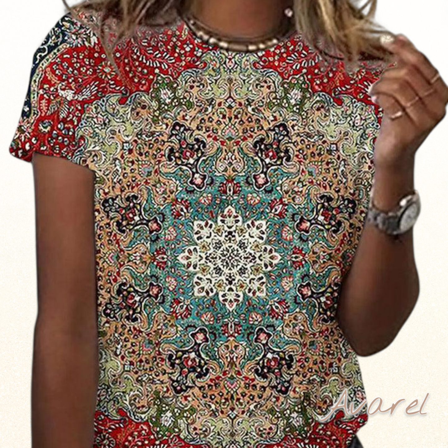 Stylisch bedrucktes Churzarm-T-Shirt mit bequemem Rundi Halsusschnitt