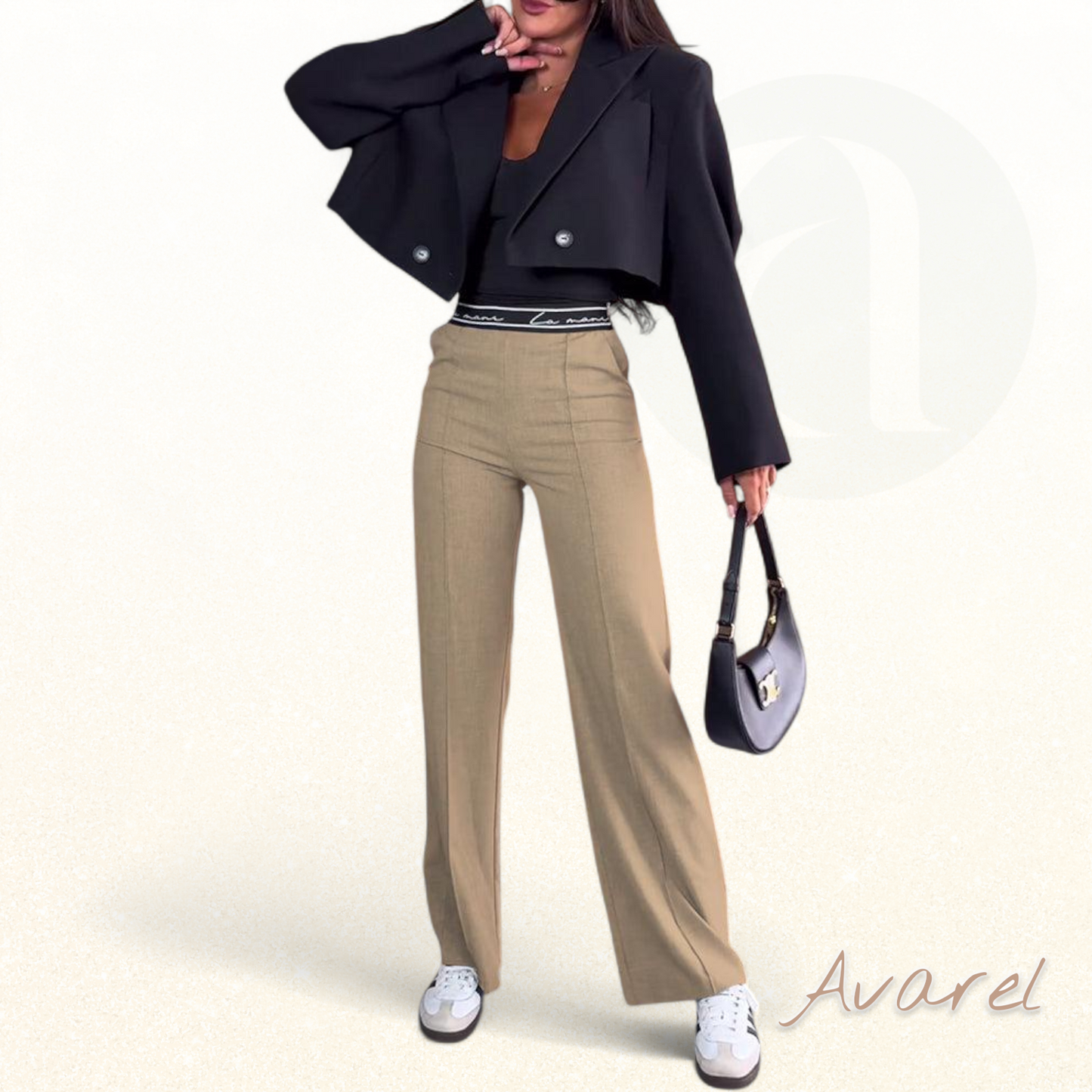 Bequemi gerade Hose in Uni-Farb mit praktische Reißverschlusstasche