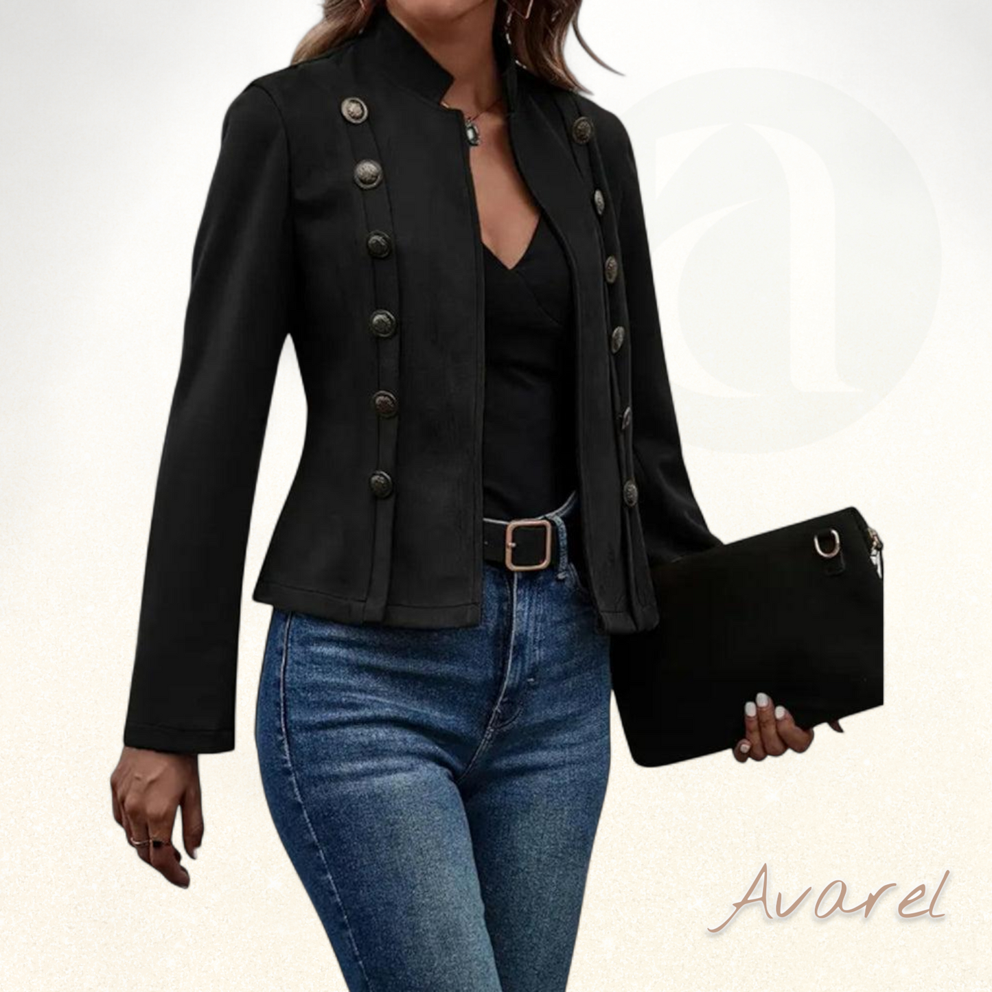 Elegant zweireihigi einfarbige Jacke für stilbewussti Look