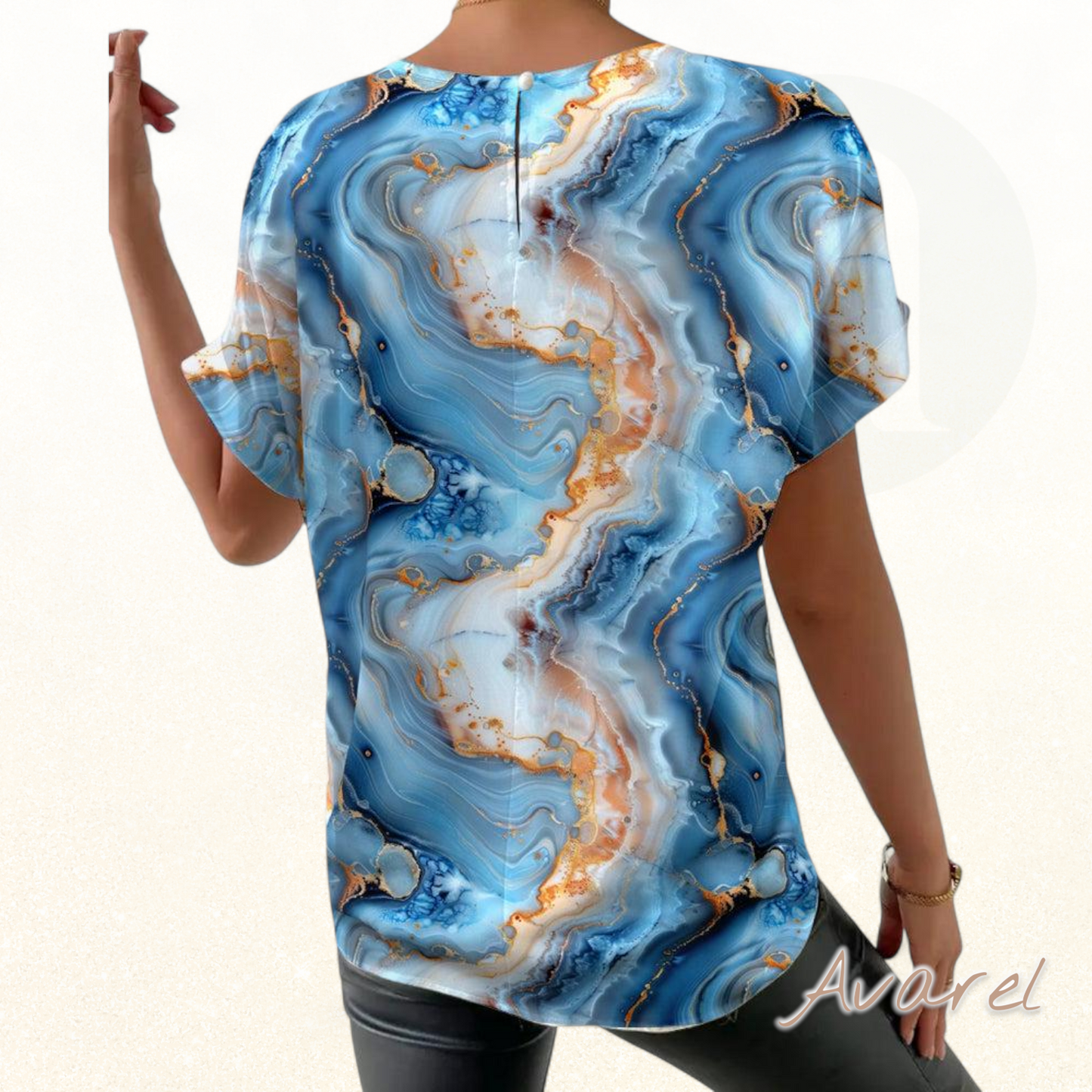 Stylischs Rundhals-T-Shirt mit trendy Marmorprint