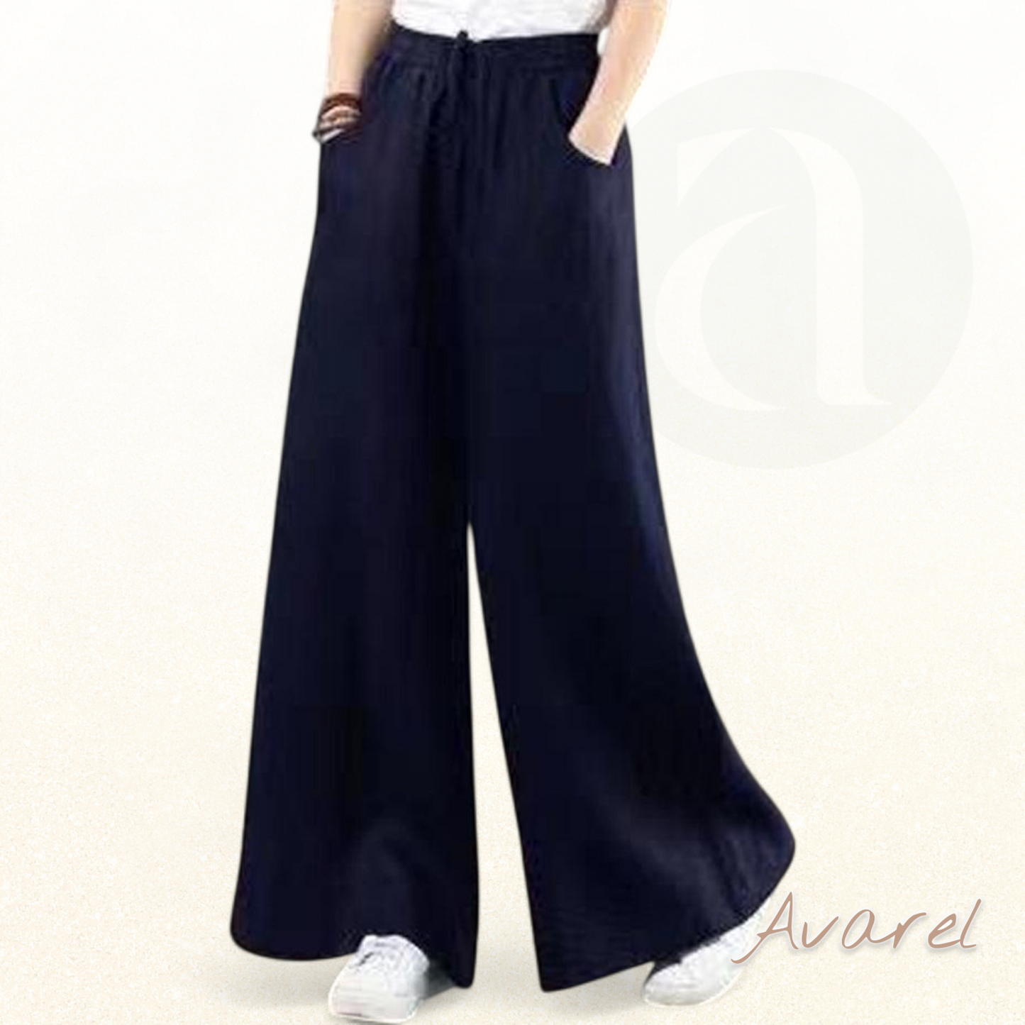 Elegante einfarbigi Hose mit wiitem Bein und hoher Taille für stilvolle Komfort