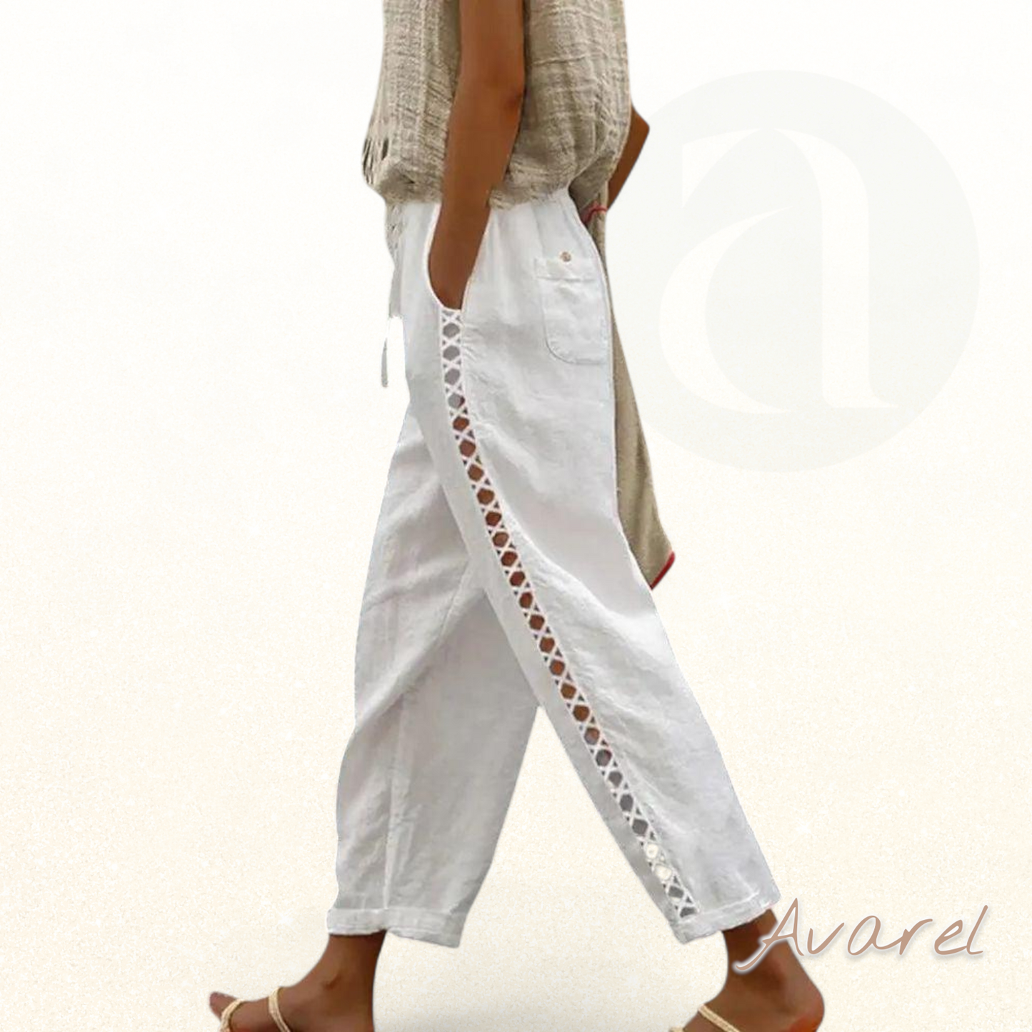 Stilvoll ausgehohlti Baumwoll-Leine Hose für dr modäröne Look