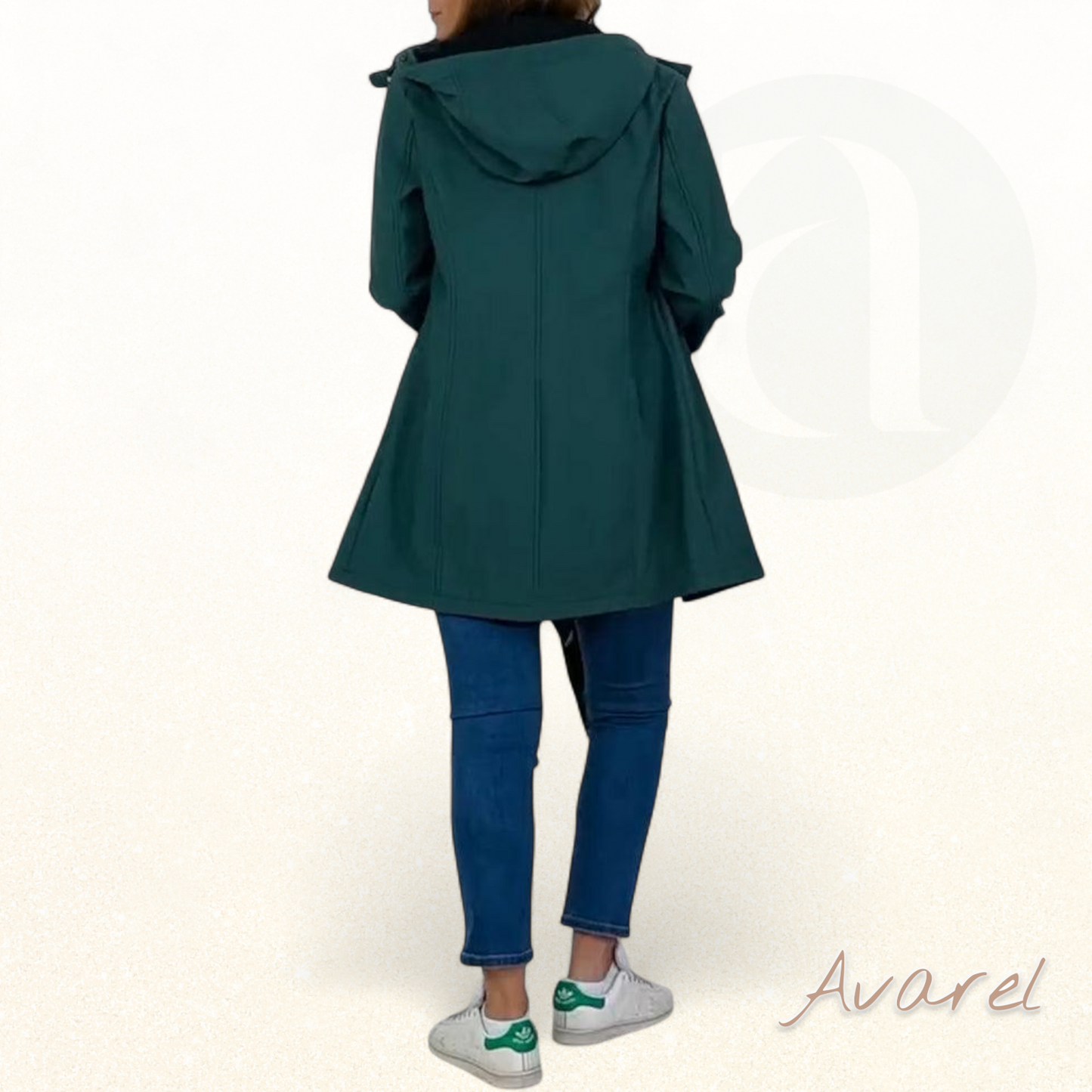 Stilvoller eifarbiger Mantel mit abnehmbarer Kapuze, Reißverschluss und Knopfverschlüsse