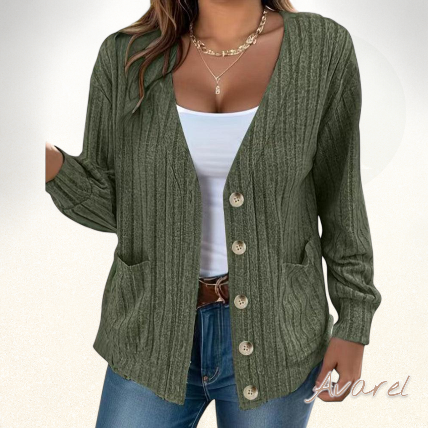 Stilvoller eifarbiger Mantel mit lange Ärmle und elegante V-Ausschnitt