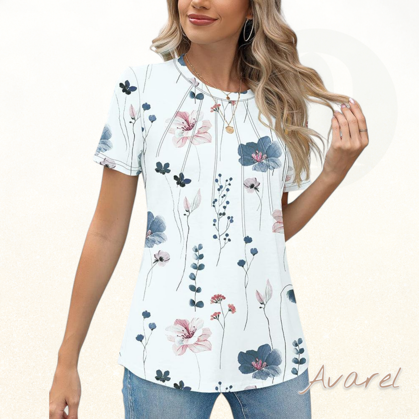 T-Shirt Rundhals Allmatch mit trendy Drukkig für jede Gelegenheit