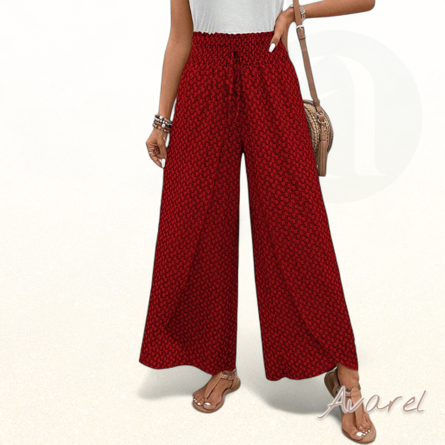 Stilvoll Hose mit wiitem Bein und elastischem Kordelzug, verziert mit moderne geometrischer Druck