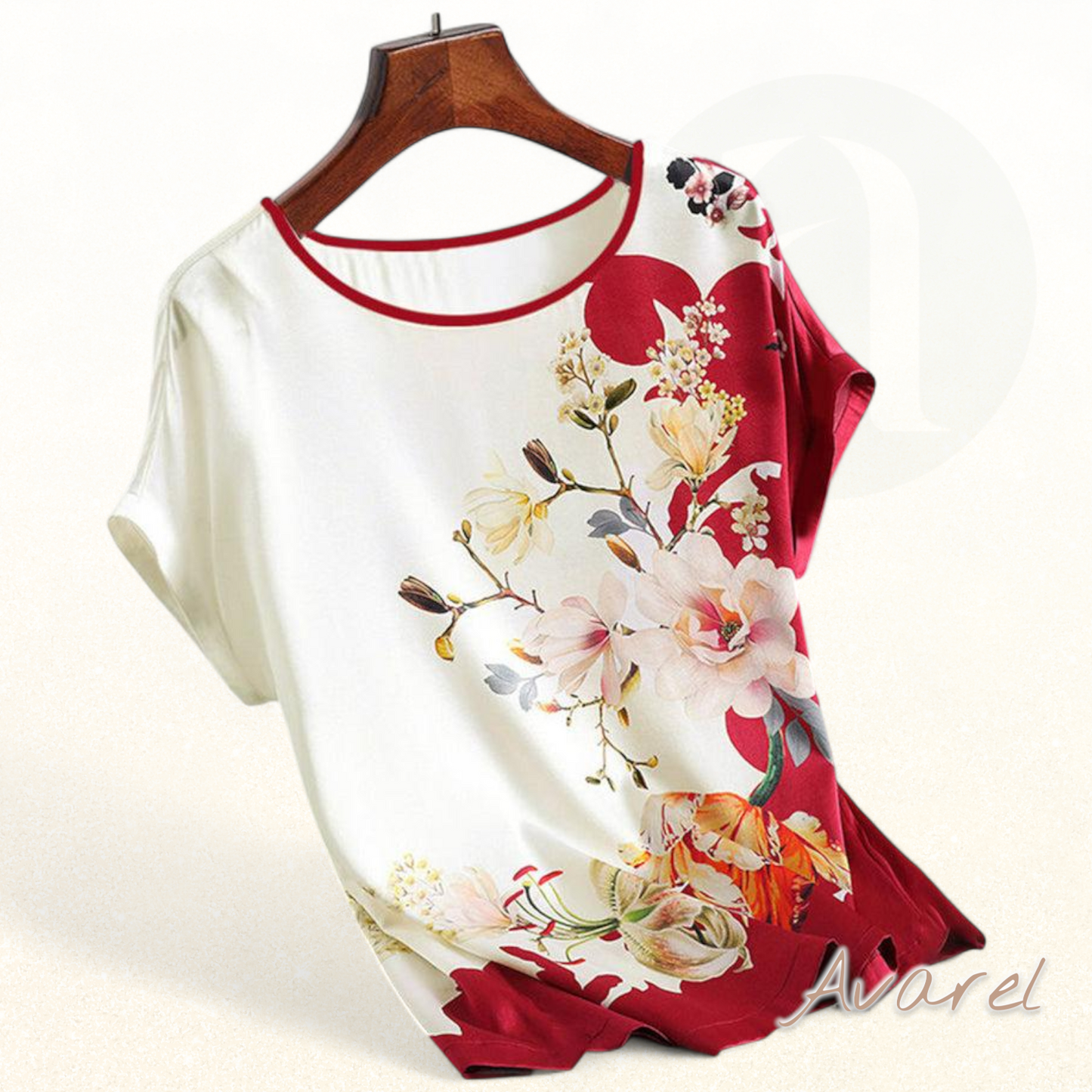 Stylisch bedruckts churzarm Eissatiin-T-Shirt für e modische Look