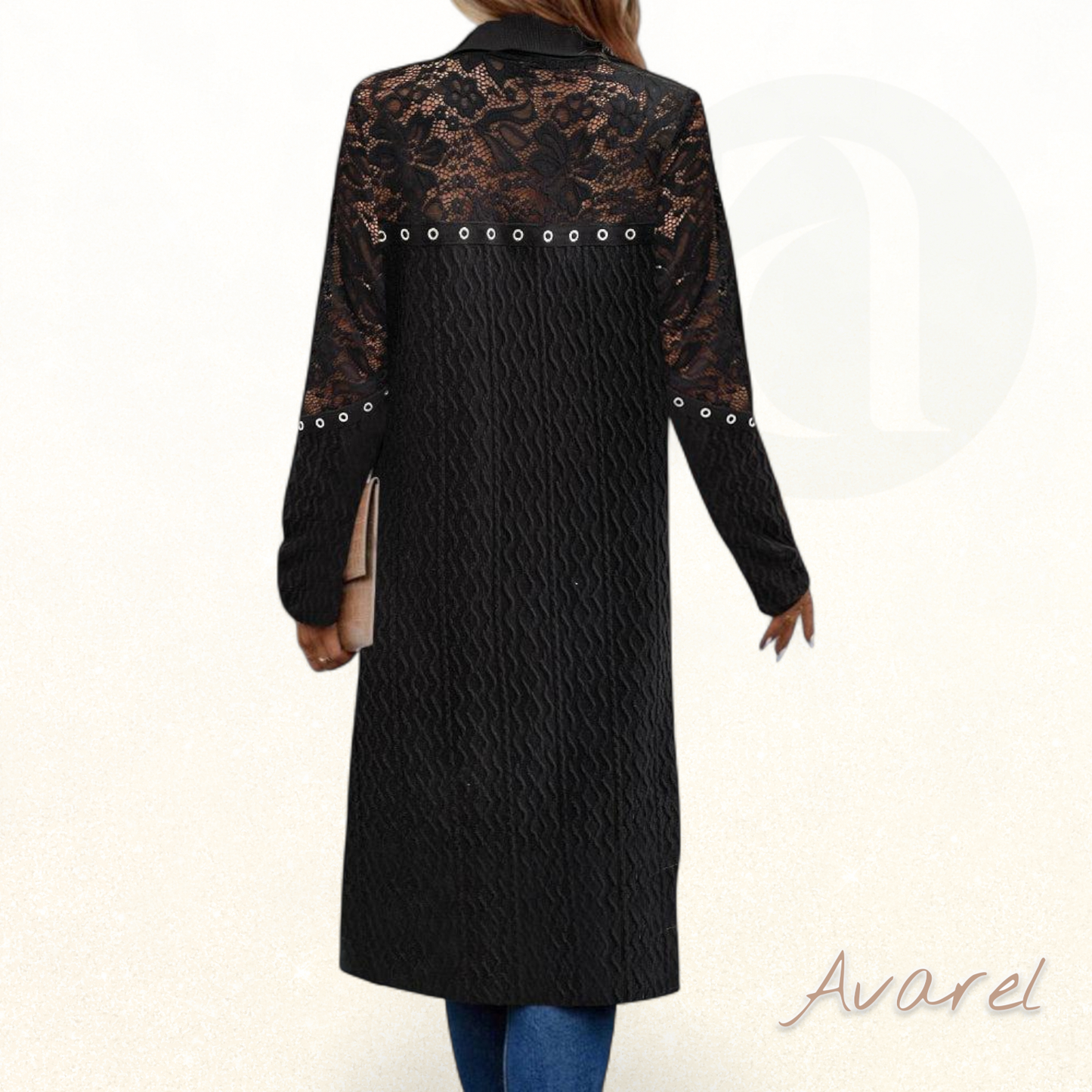 Stilvoller vollärmeliger Spitzmantel in elegante Einfarbig