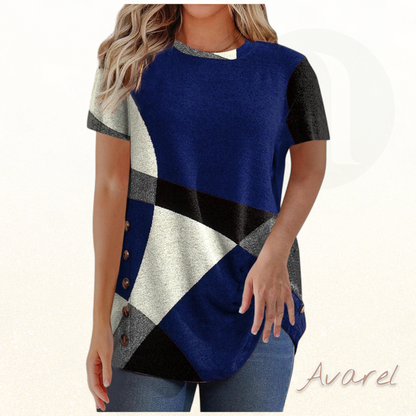 Stylisches Kontrast-T-Shirt mit einzigartigem geometrischem Druck