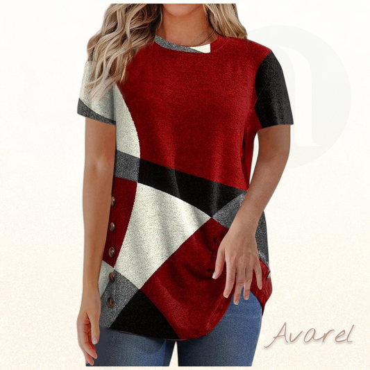 Stylisches Kontrast-T-Shirt mit einzigartigem geometrischem Druck