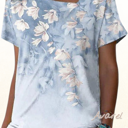 Stylischäs V-Ausschnitt T-Shirt mit elegante Bluemedetails