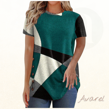 Stylisches Kontrast-T-Shirt mit einzigartigem geometrischem Druck