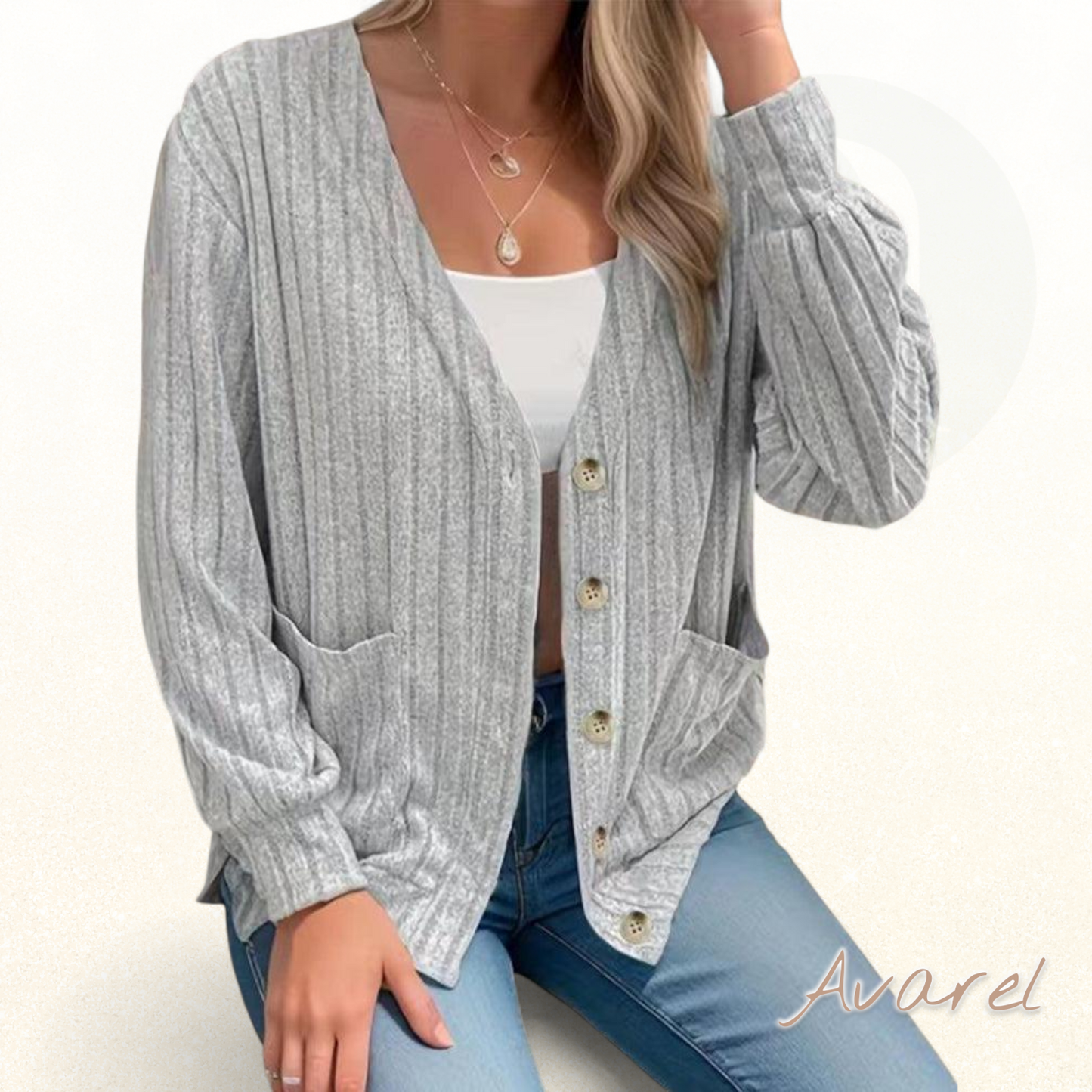 Stilvoller eifarbiger Mantel mit lange Ärmle und elegante V-Ausschnitt