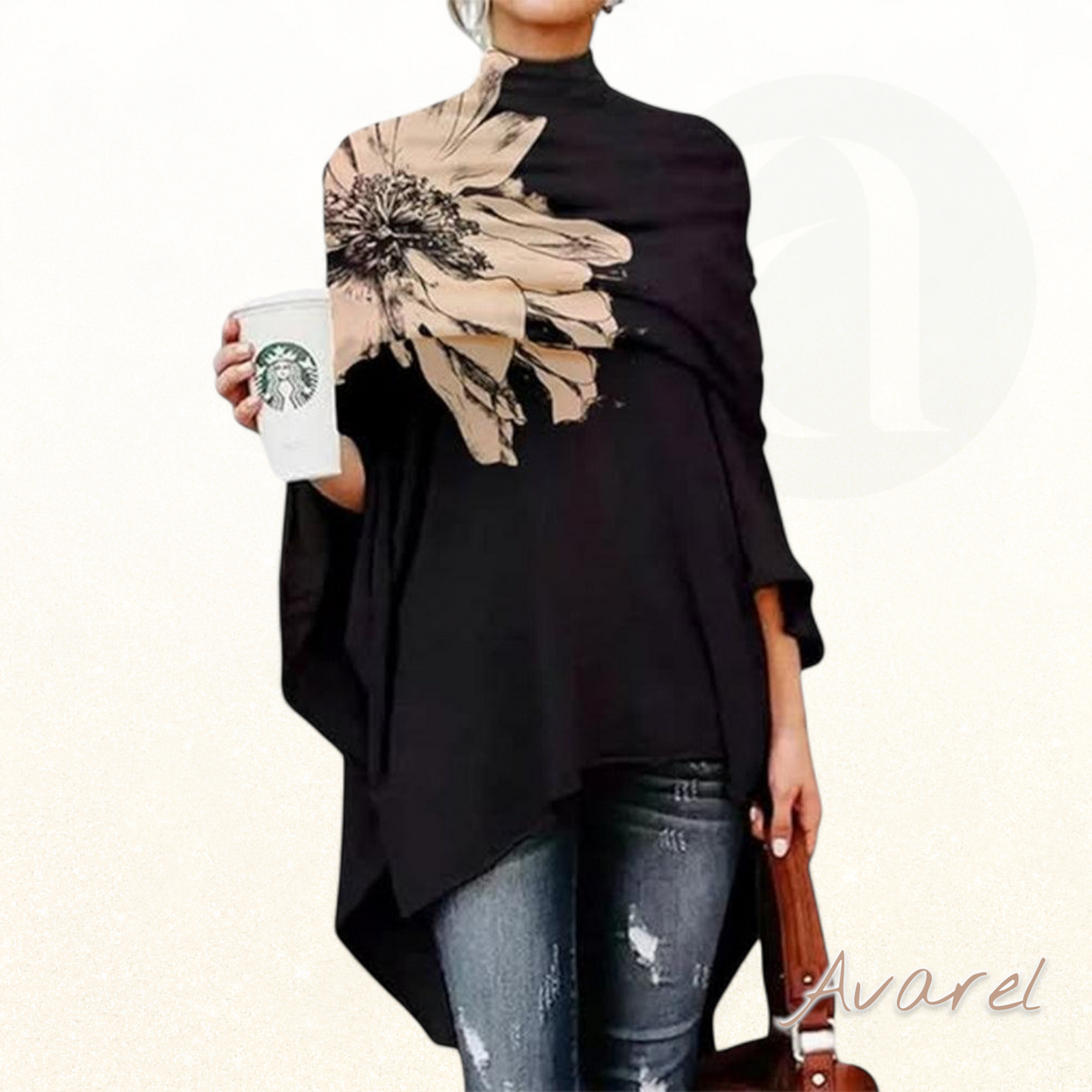 Stilvolli Blumendruck-T-Shirt mit eleganterem V-Ausschnitt und trendigem asymmetrischem Design