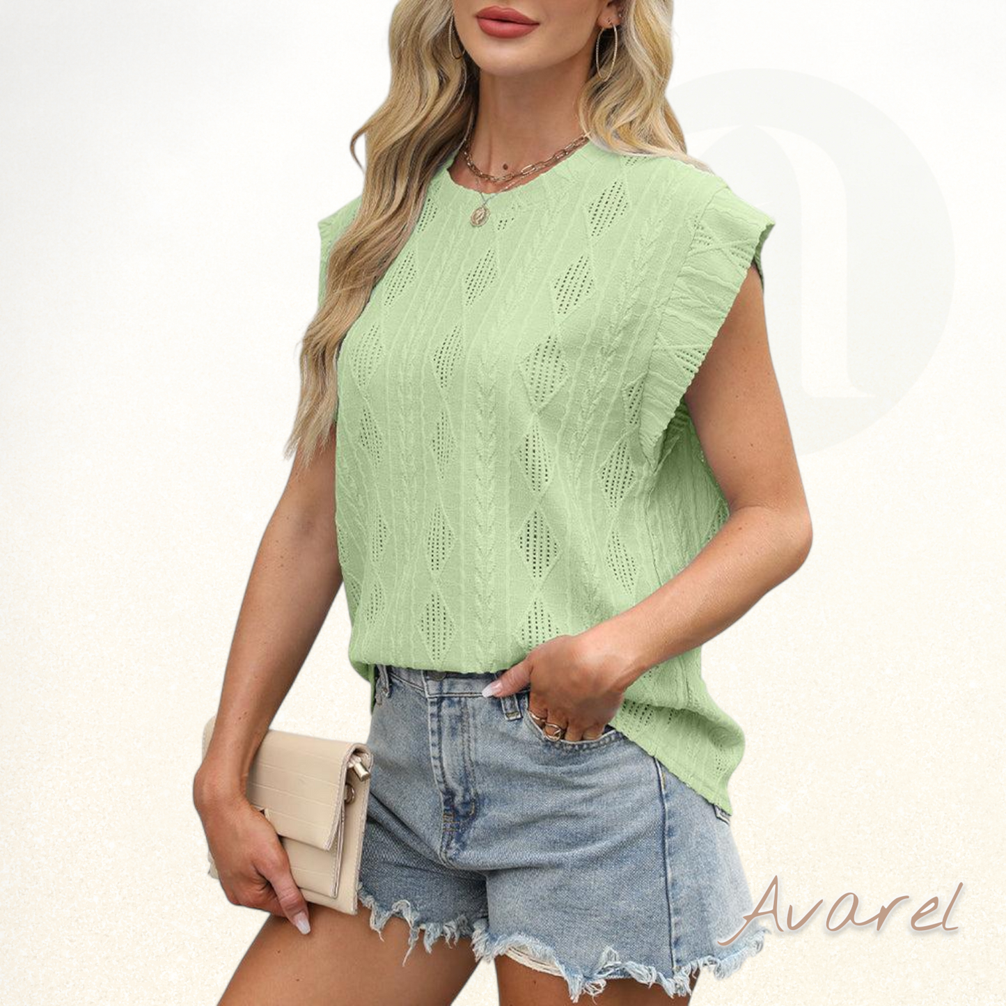 T-Shirt mit einfarbigem Rautenmuster und Weste-Design