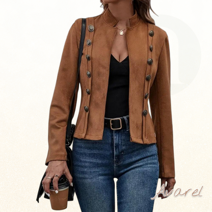 Elegant zweireihigi einfarbige Jacke für stilbewussti Look