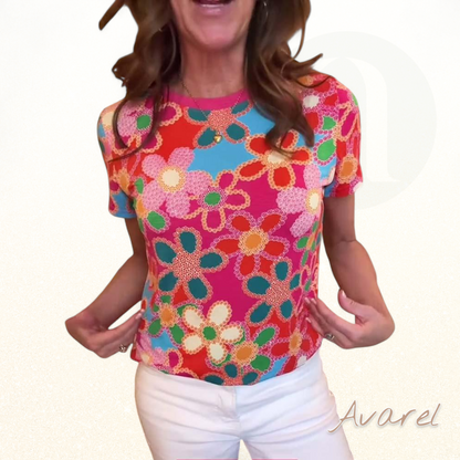 Schönes Slim Fit Kurzarmpulli mit trendy Druck