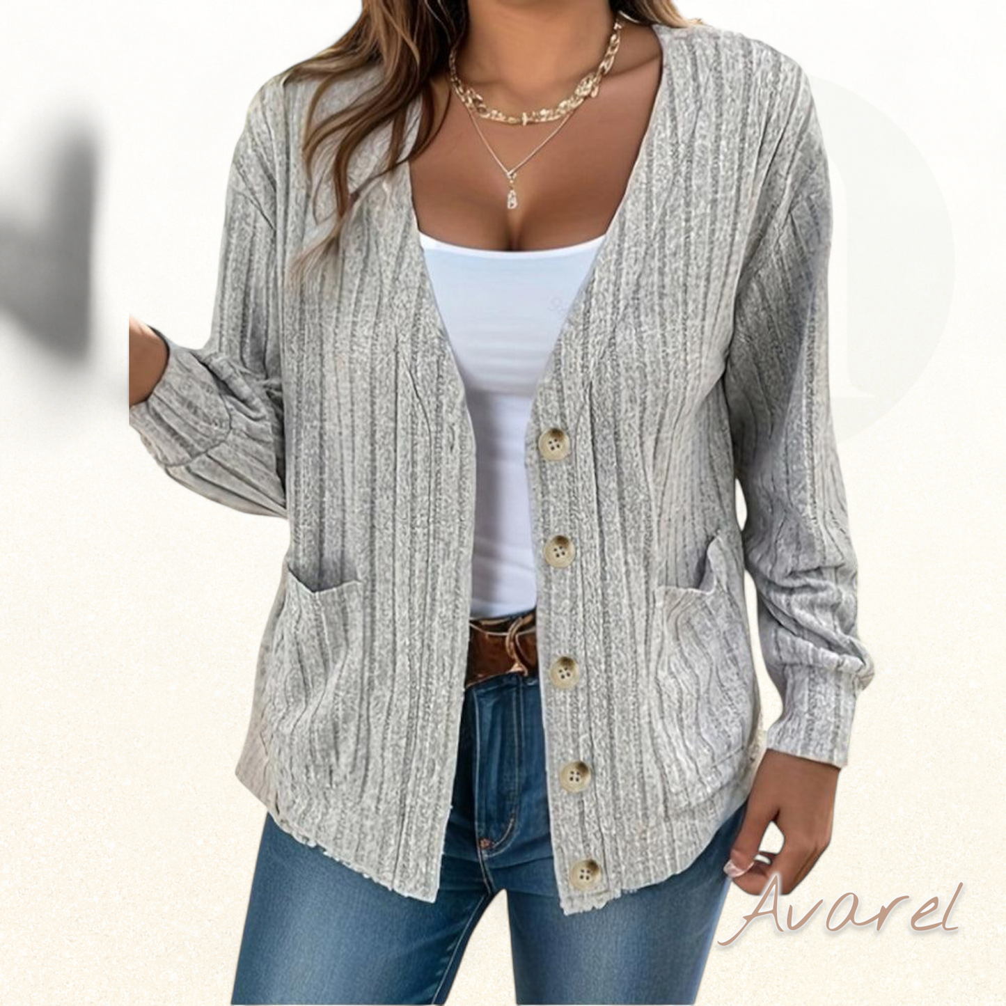 Stilvoller eifarbiger Mantel mit lange Ärmle und elegante V-Ausschnitt