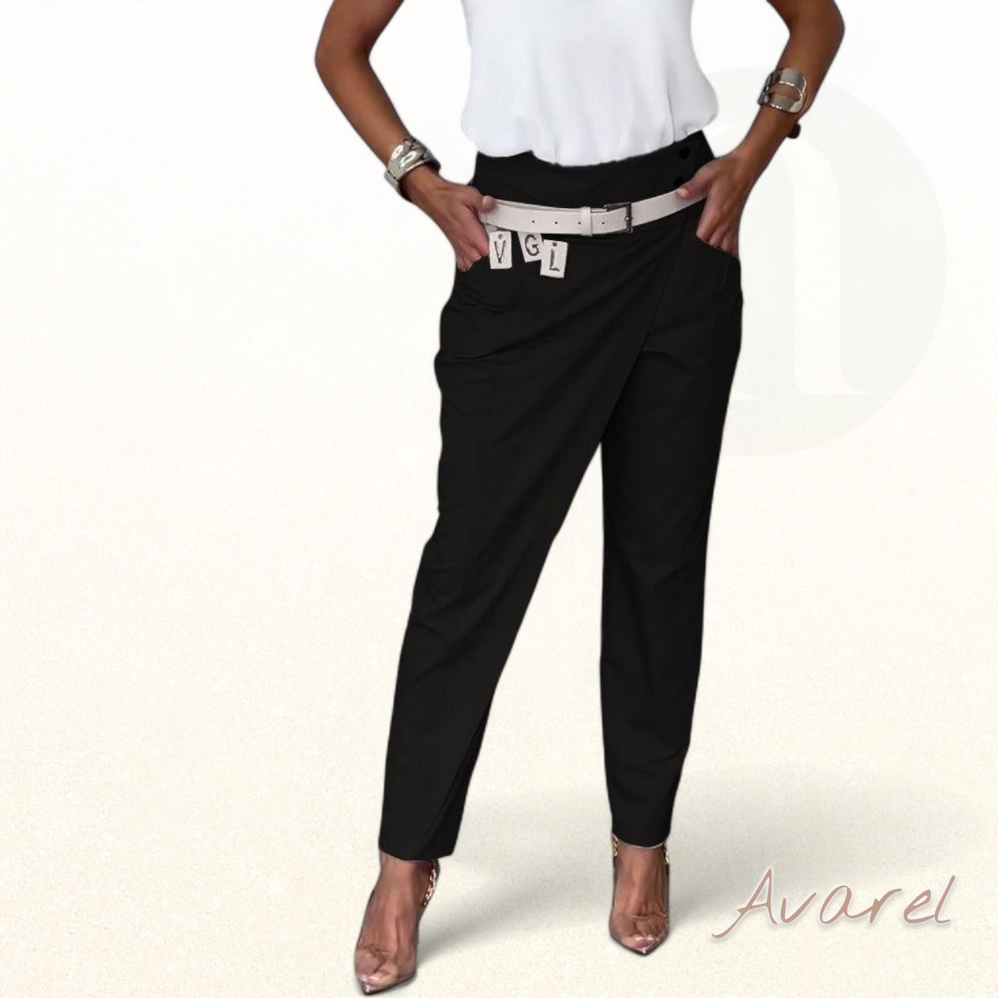 Stilvolli einfärbig Hose mit einzigartigem Patchwork-Design und praktische Tascheng