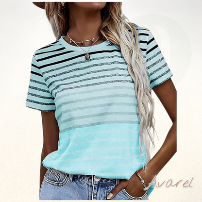 Stilvolls gestreifts T-Shirt mit Rundhalsausschnitt und Churzarm