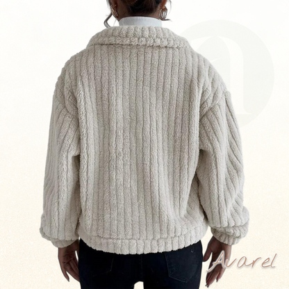 Stylischer eifarbiger, dicker Mantel mit elegante Reversknöpfe und lange Ärmel