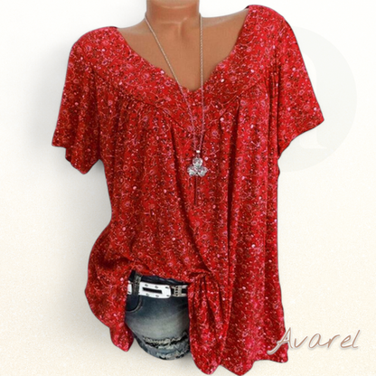 Bequemes Churzarm-V-Ausschnitt-T-Shirt für e lässige Look