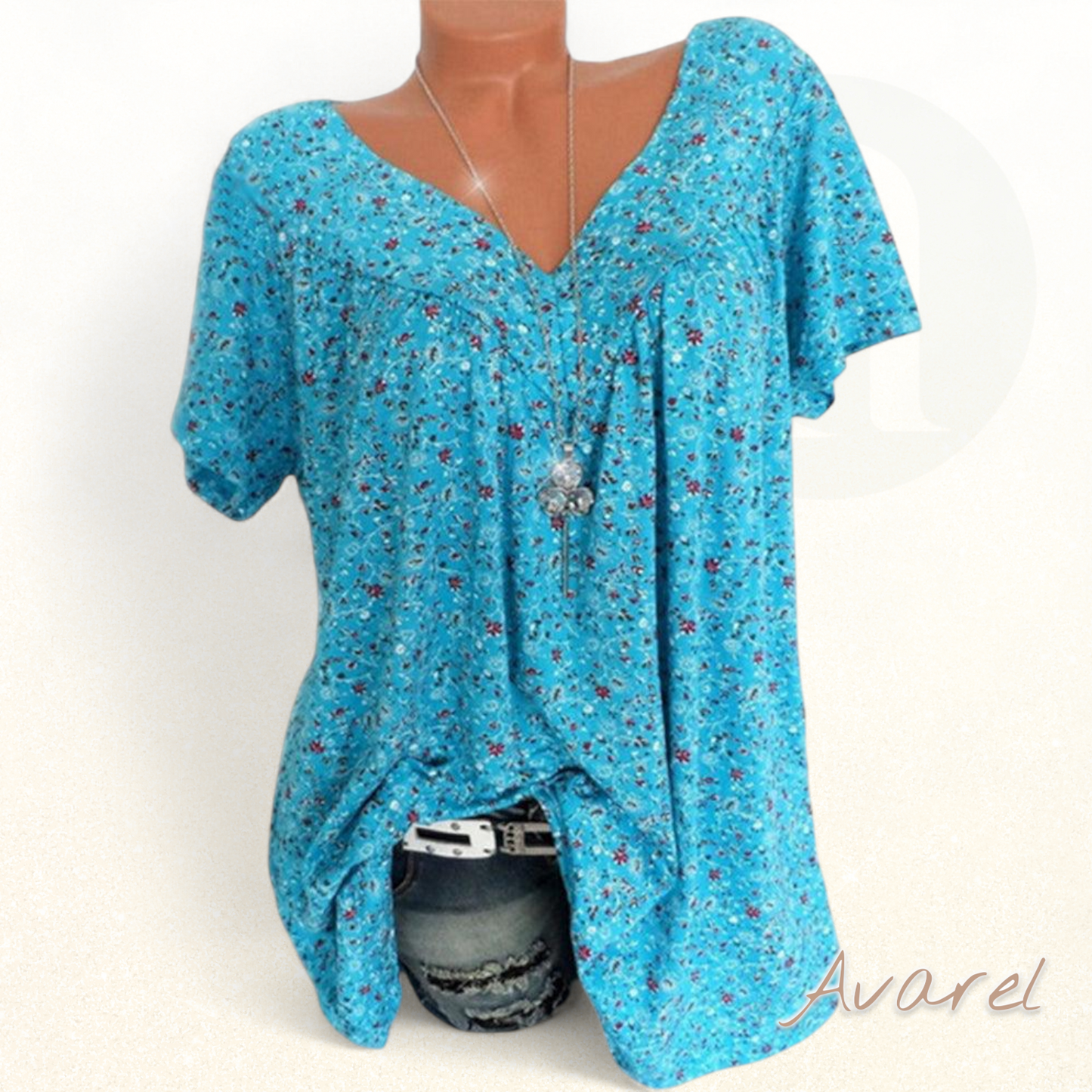 Bequemes Churzarm-V-Ausschnitt-T-Shirt für e lässige Look