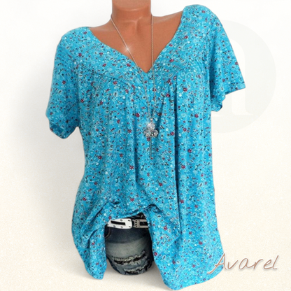 Bequemes Churzarm-V-Ausschnitt-T-Shirt für e lässige Look