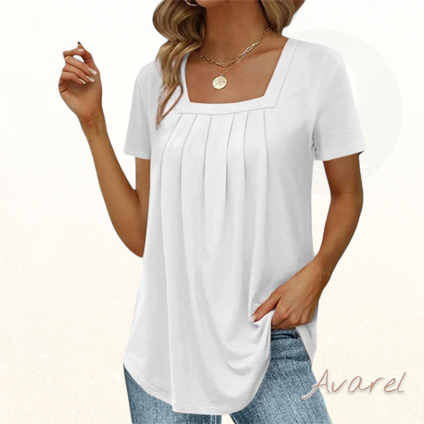 Stilvolls T-Shirt mit moderne quadratische Ausschnitt für e ch elegantä Look