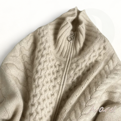 Langes Strickjacke für Frauen mit modernem Reissverschluß, perfekt für Komfort und Stil