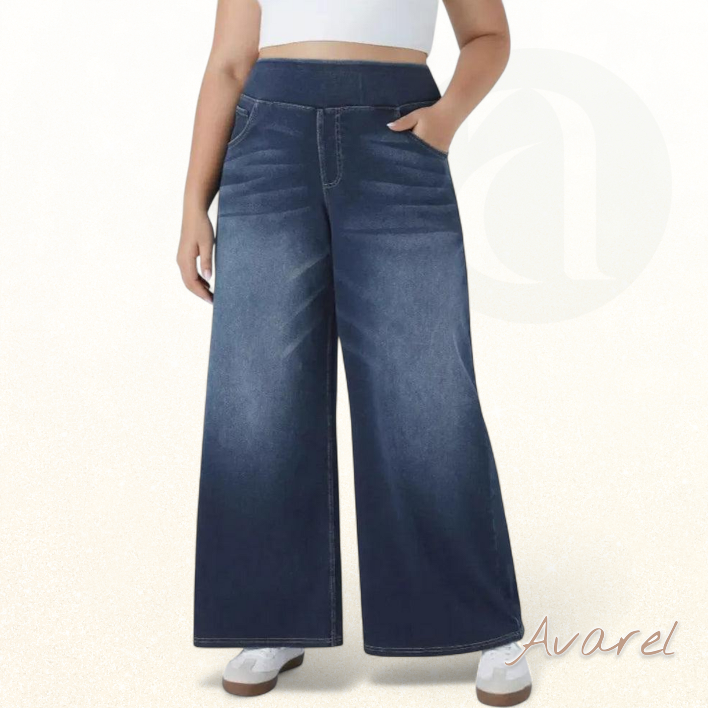 Hoch taillierte, gewaschene Jeans mit weiter, lässiger Passform für einen trendigen und bequemen Style