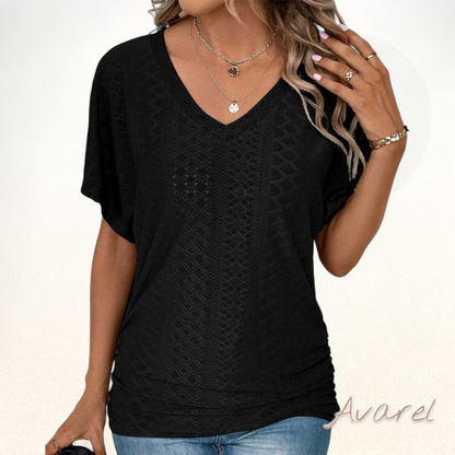 Stilvolls einfarbiges V-Ausschnitt T-Shirt für de Casual-Look