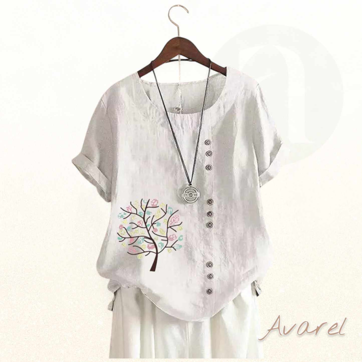 Stylischs Rundhals-T-Shirt mit trendy Blatt-Druck