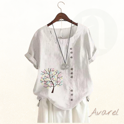 Stylischs Rundhals-T-Shirt mit trendy Blatt-Druck