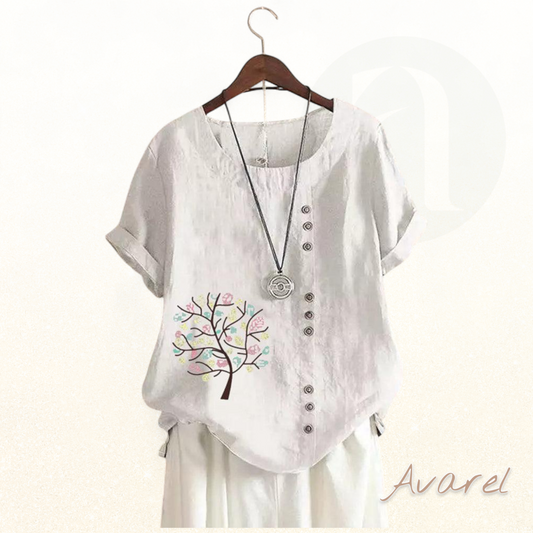 Stylischs Rundhals-T-Shirt mit trendy Blatt-Druck