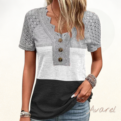 Stylisch Farbblock-Spitzen-Pullover für en trendige Look