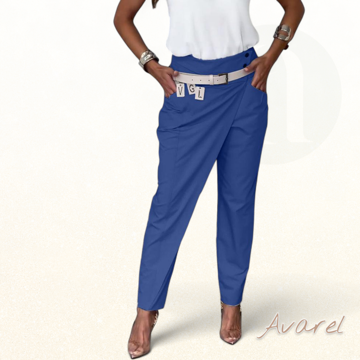 Stilvolli einfärbig Hose mit einzigartigem Patchwork-Design und praktische Tascheng