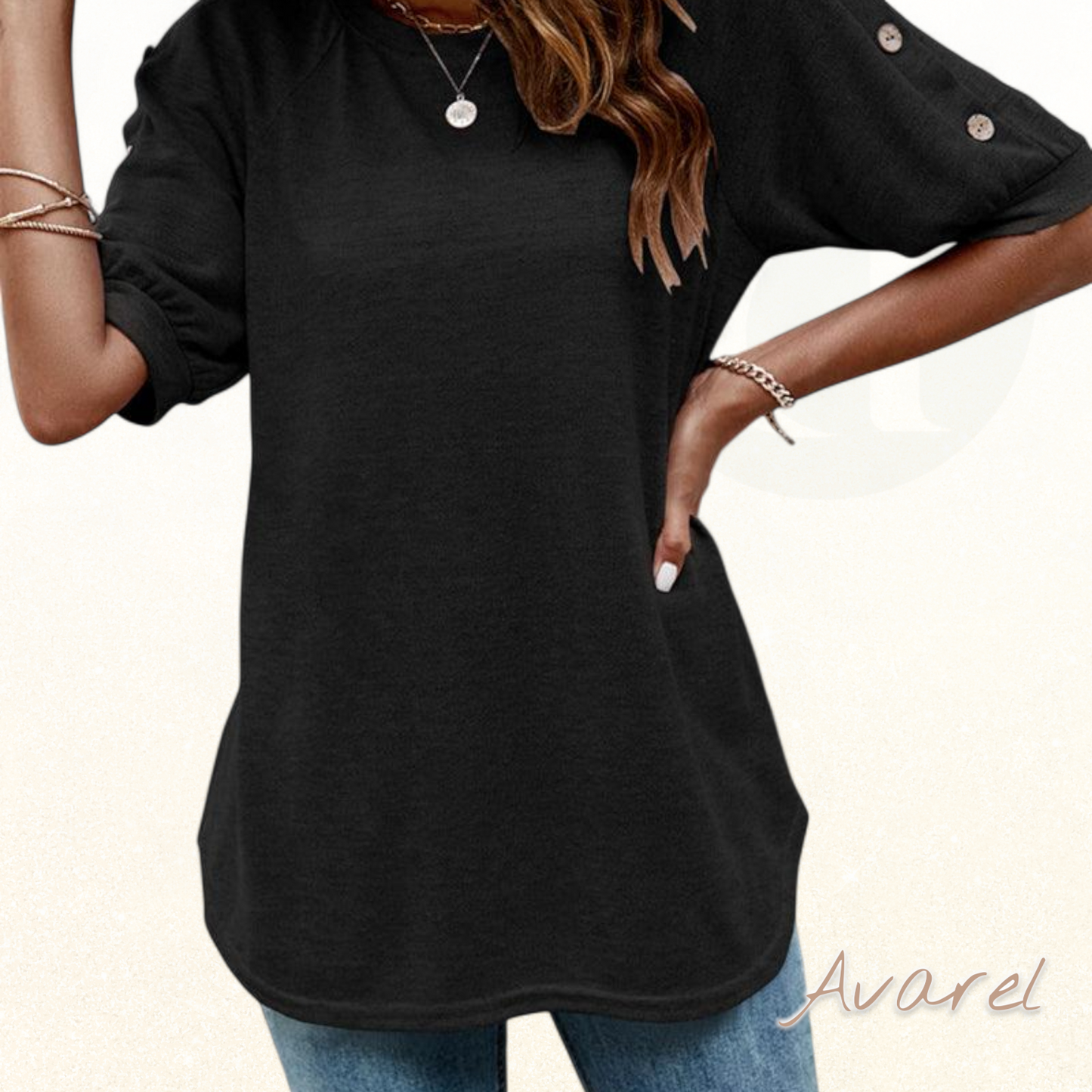 Stilvolls T-Shirt mit modische Knopfärmle für dr perfekti Look