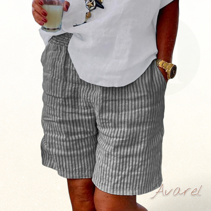 Stylische Baumwoll-Leinen-Shorts mit trendigem Streifendruck