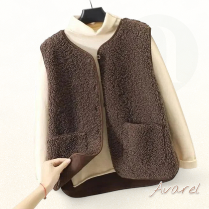 Damentopf mit Knöpfe beidseitig tragbar – Warmer ärmelloser Mantel mit Eleganz und Komfort