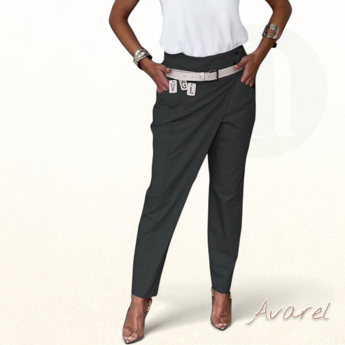 Stilvolli einfärbig Hose mit einzigartigem Patchwork-Design und praktische Tascheng