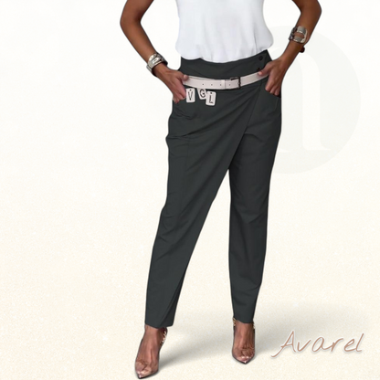 Stilvolli einfärbig Hose mit einzigartigem Patchwork-Design und praktische Tascheng