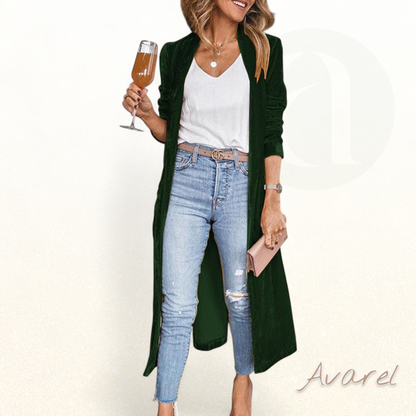 Stilvolli eifaarbige Langjacke mit langem Ärmel für en elegante Look