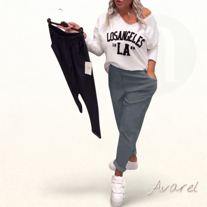 Bequemi, stylisch eiwäbigi Hose mit praktsche Täsche für de Alltag