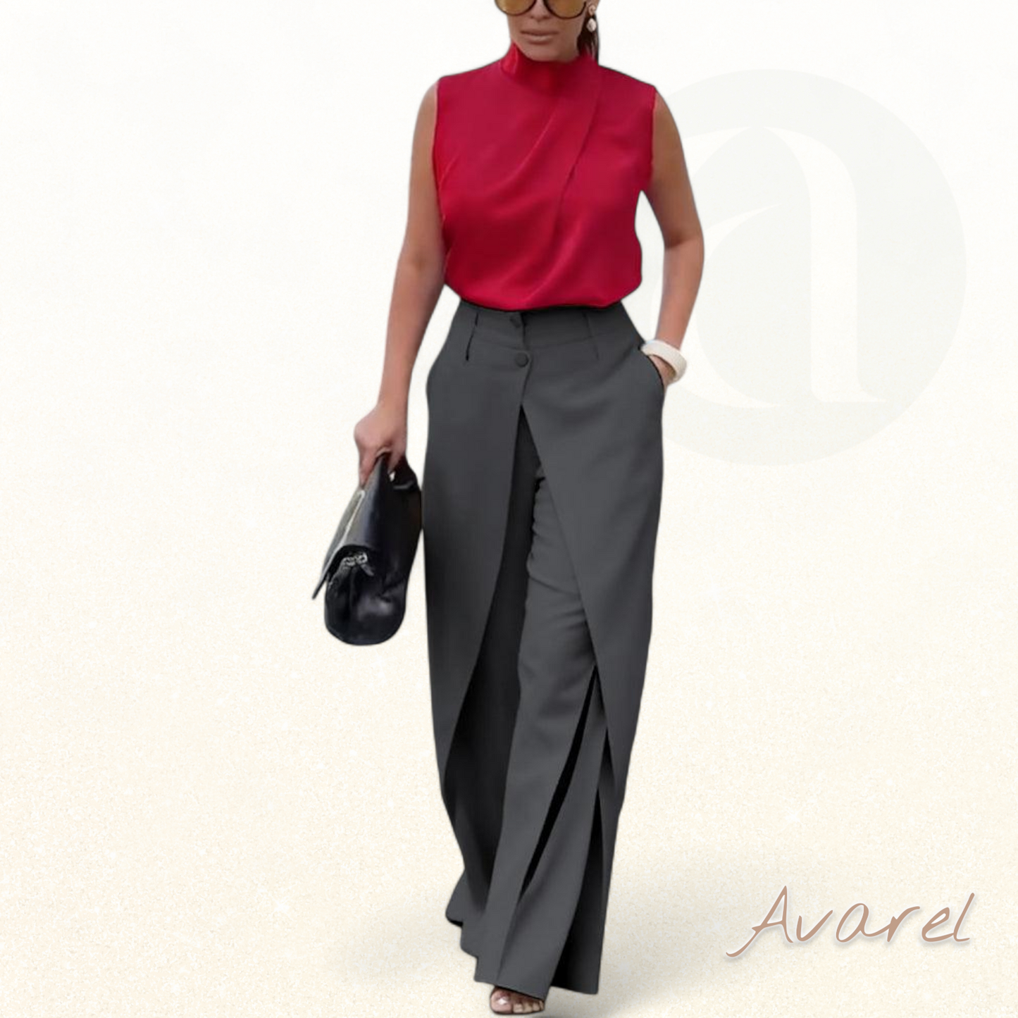 Asymmetrisch geschichtete Hose mit weitem Bein für modische Bequemlichkeit