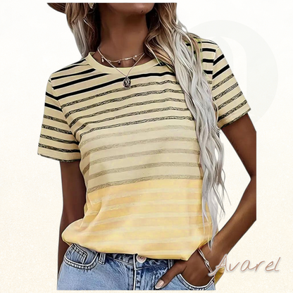 Stilvolls gestreifts T-Shirt mit Rundhalsausschnitt und Churzarm
