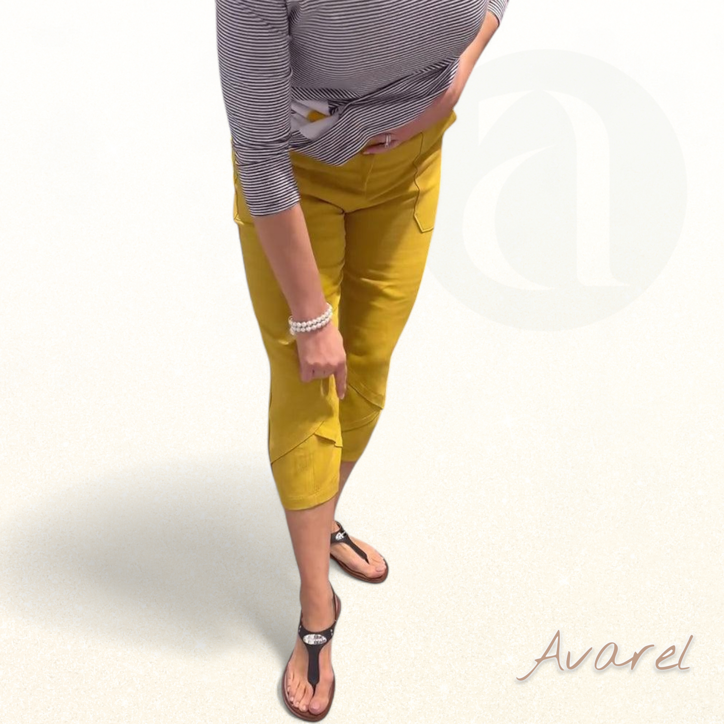 lässigi schmale Baumwoll-Leinen-Hose, churz und bequem