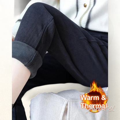 Luxuriösi Warm Hochtaillierte Hose mit Flauschigem Wollfutter